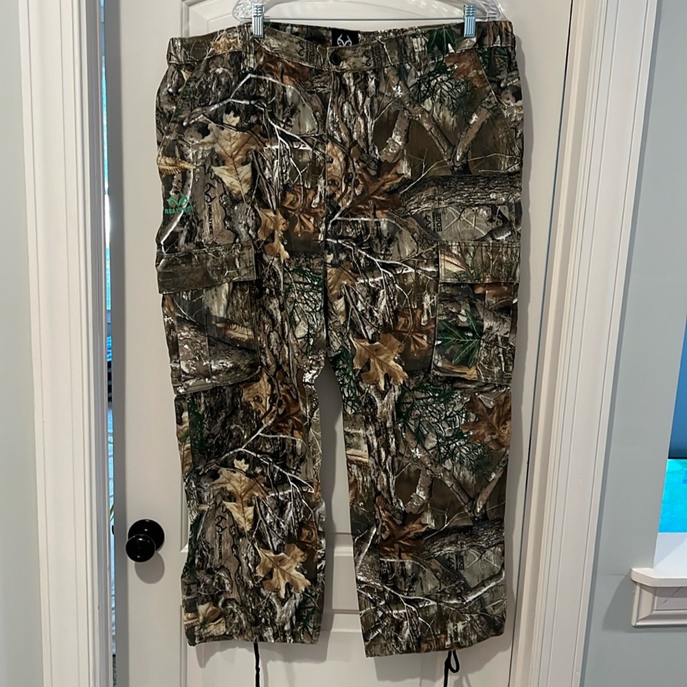 Realtree Camo Cargo Pants Big Mens 2XL Camouflage Hunting Large Pockets EUC
